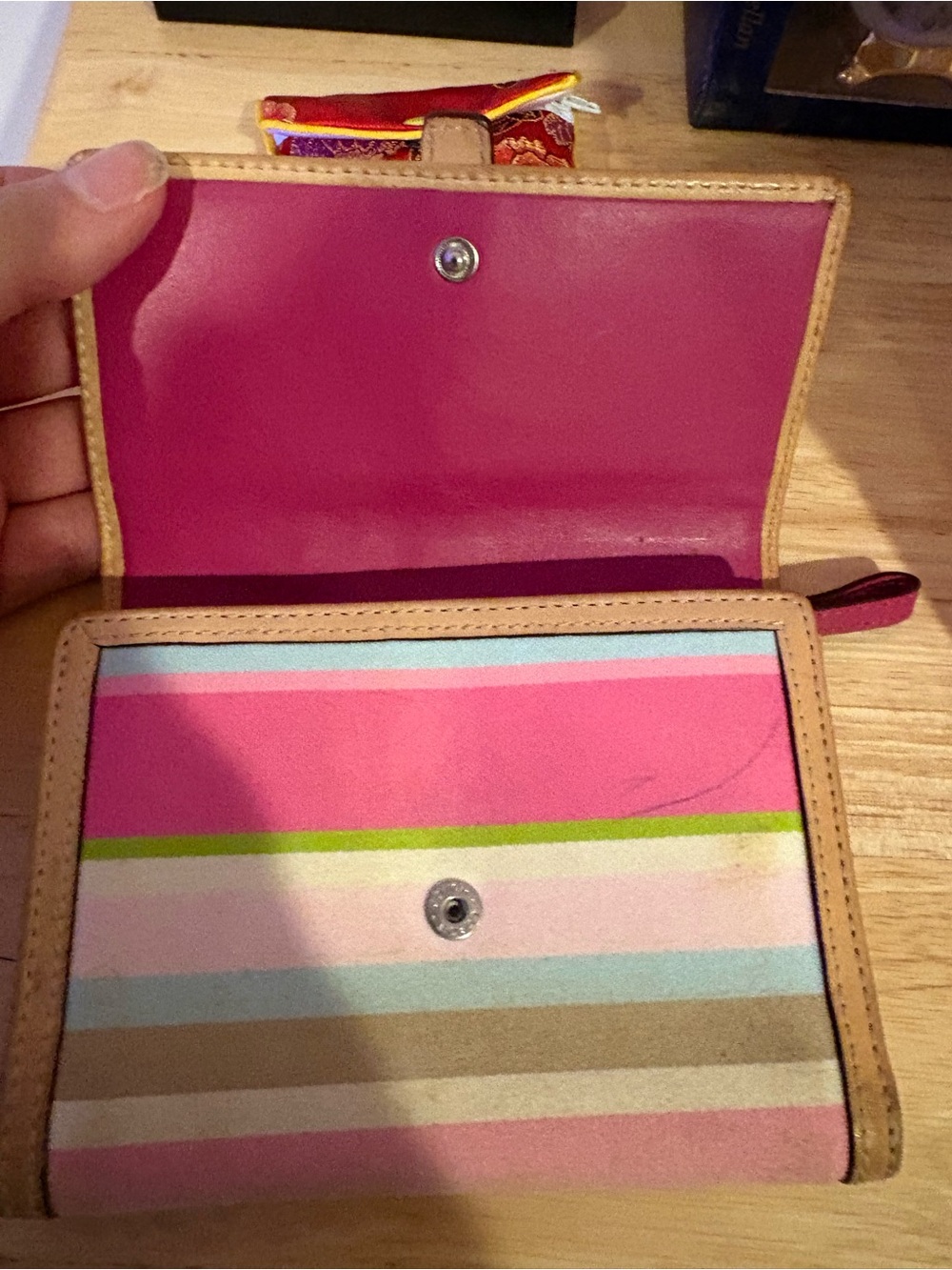 Coach Pink and Tan Striped Wallet - Picture 2 of 6